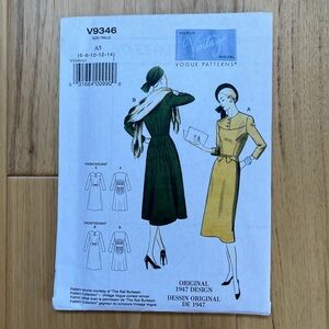 Vogue 9346 Vintage Reproduction Pattern